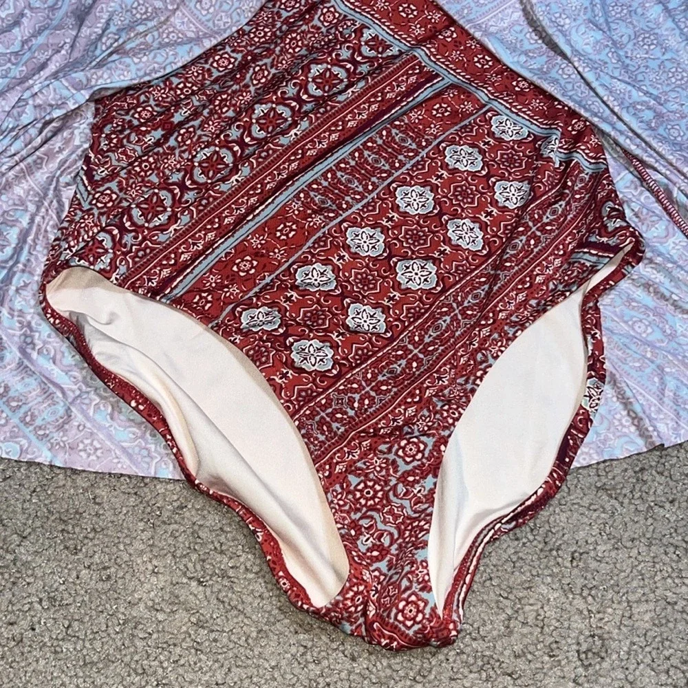 Garnet‎ Hill Ruched Overlay One Piece Swimsuit 12